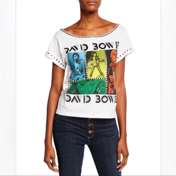 Rare AO.LA Alice and Olivia David Bowie Studded Top M/L - Picture 1 of 2